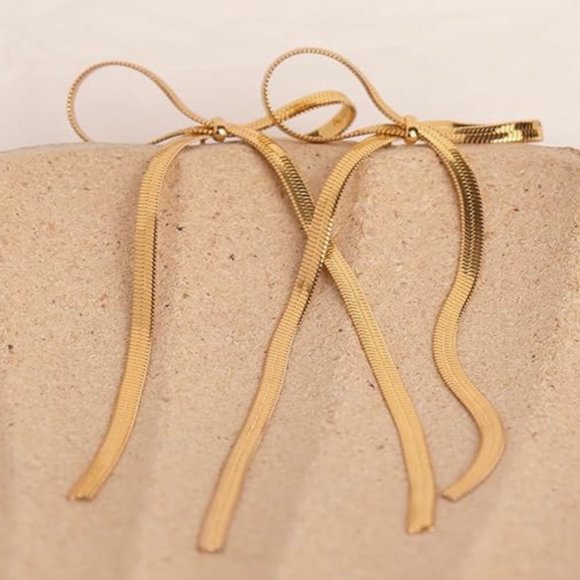 Belerra Gold Bow Earrings - NWT! - Picture 3 of 4